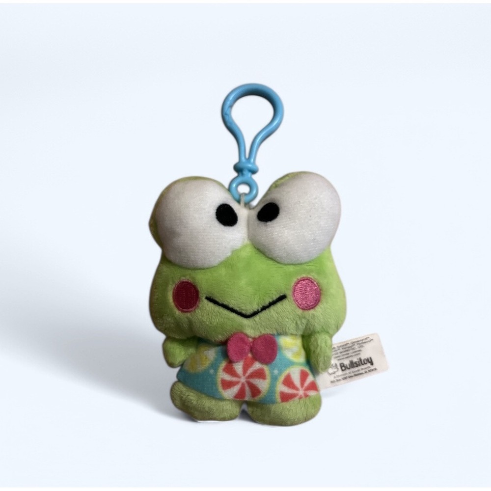 Plush Sanrio Keroppi Frog Bullsitoy Hello Kitty 2022 key Chain Bag Tag Clip 4"